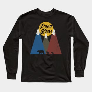 Papa Bear Two Cubs Walking in Mountains Long Sleeve T-Shirt